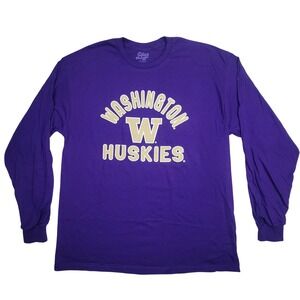 Washington‎ Huskies NCAA Mens Purple Long Sleeve T Shirt XL Cotton Blue 84